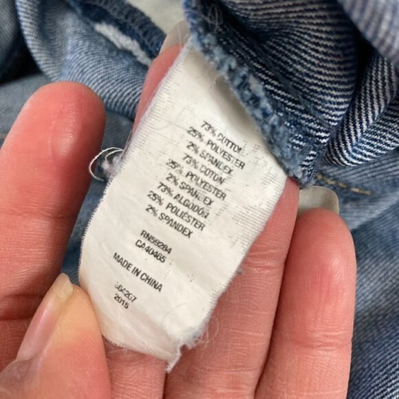 Est 1989 Place Blue Stone Washed Distressed Jean Denim Button Up Jacket L 10/12 - Picture 8 of 10